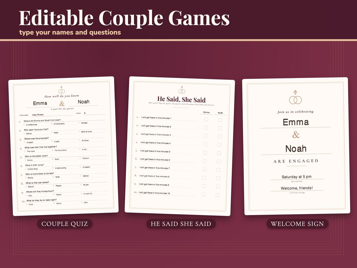 Engagement Party Games Printable Bundle, image 3