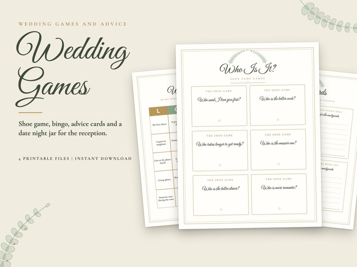 Wedding Shoe Game, Bingo and Advice Cards, image 1