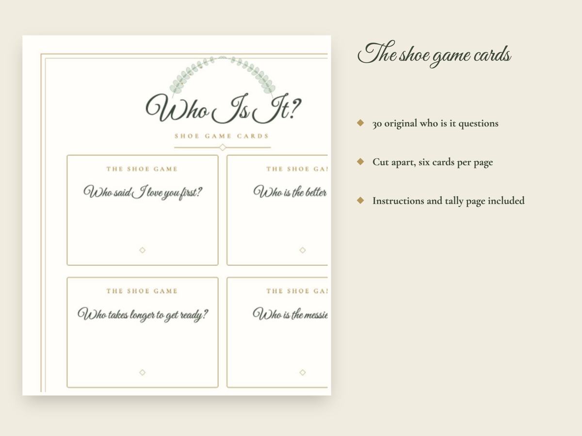 Wedding Shoe Game, Bingo and Advice Cards, image 2